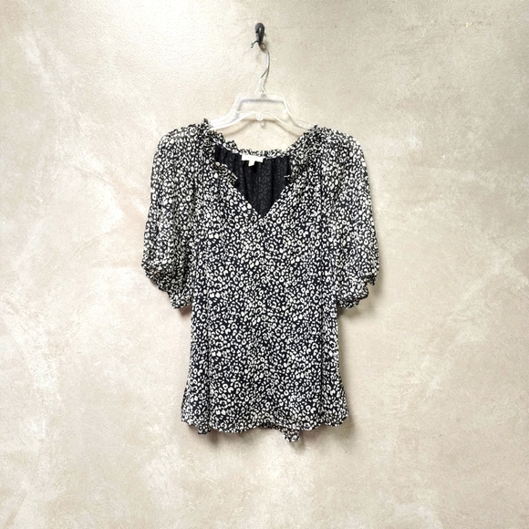 Kori Women's Black and White Print Boho Style Top Size M - Picture 4 of 7